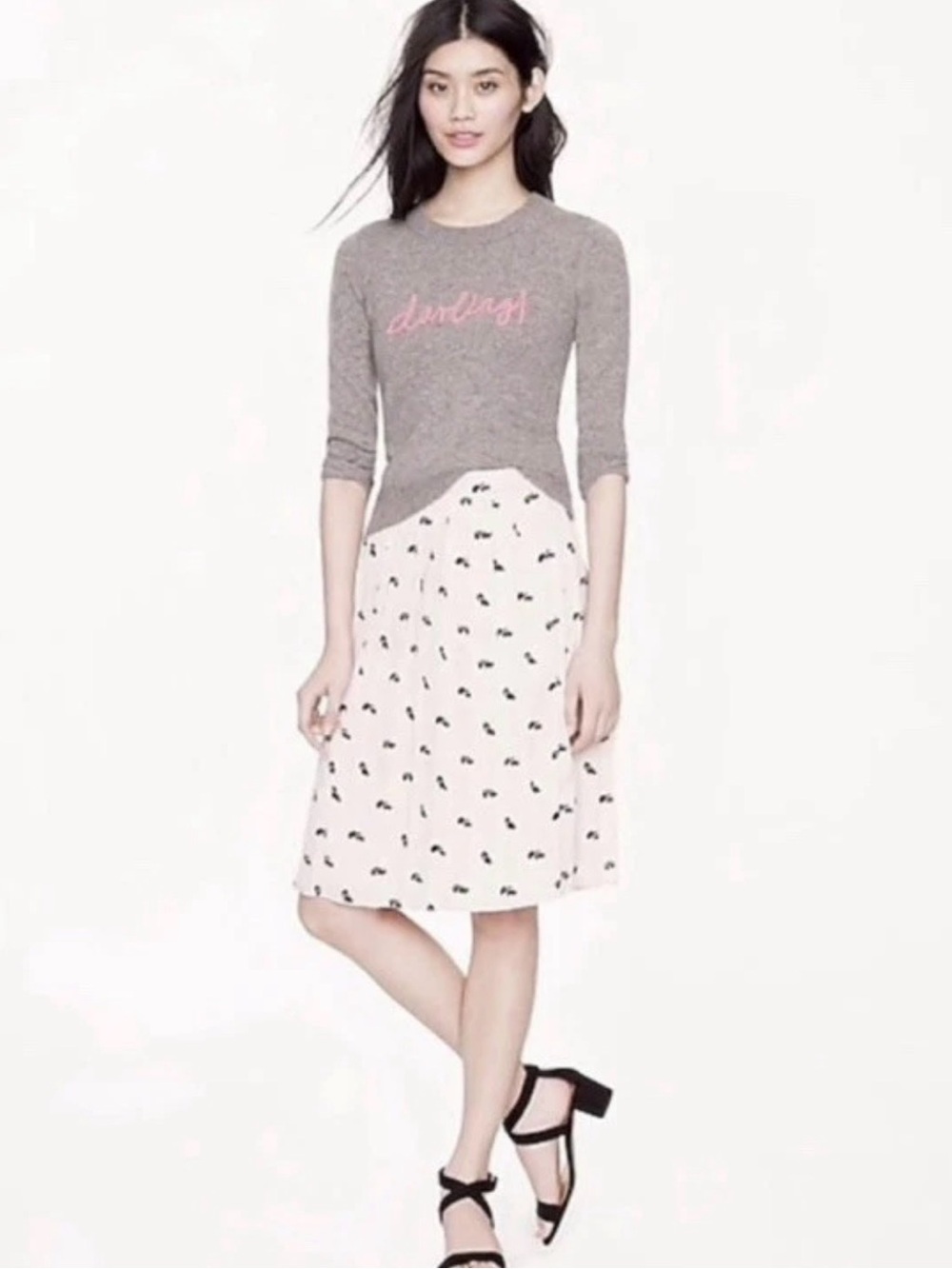 J CREW Skunk Pleated Skirt pink NWT - Picture 2 of 9